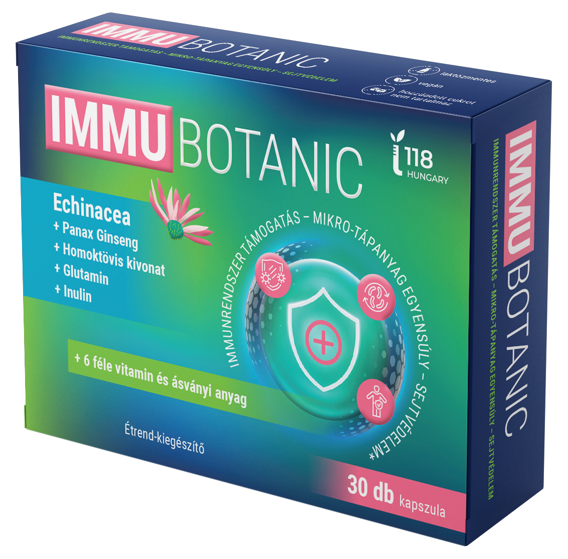 ImmuBotanic étrend-kiegészítő doboza komplex immunvédelem természetes alapokon